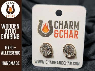 Film Reel Wood Stud Earrings - Movie Lover Fashion Earring - Stud Earring - Charm and Char